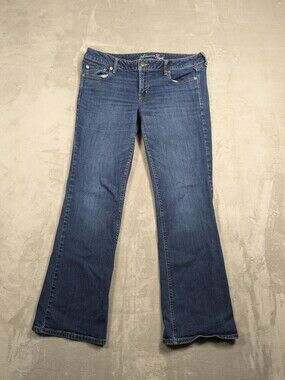 American Eagle Favorite Boyfriend Jeans Womens 14 Long Blue Bootcut Stretch
